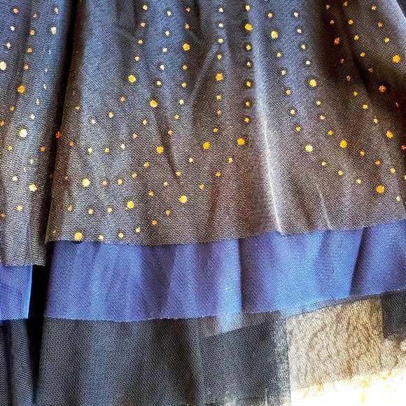 RNC Black Gold Navy Triple Layer Glitter Layered Mesh Tulle Skirt - Picture 3 of 12